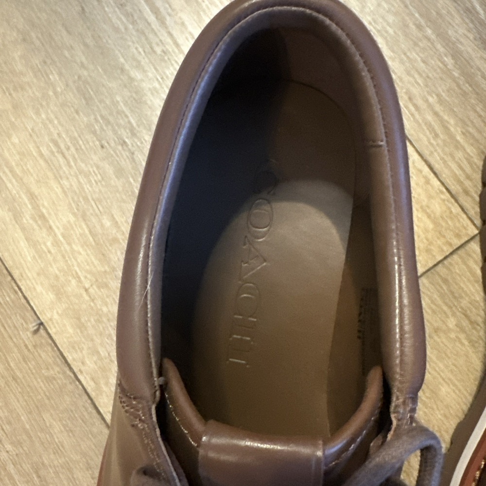 Coach Men's Banks Leather Boots Size 8D Dark Saddle Brown Derby New (No Box) - Picture 4 of 8
